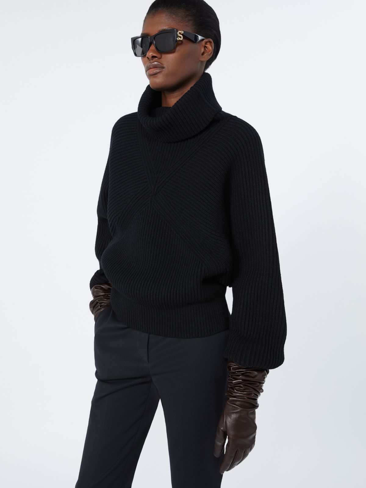 Jersey ancho de lana elástica - NEGRO - Max Mara - 4