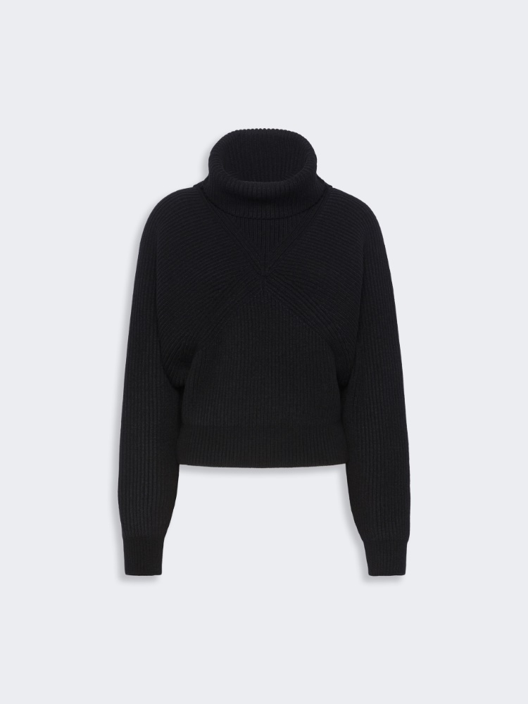 Jersey ancho de lana elástica - NEGRO