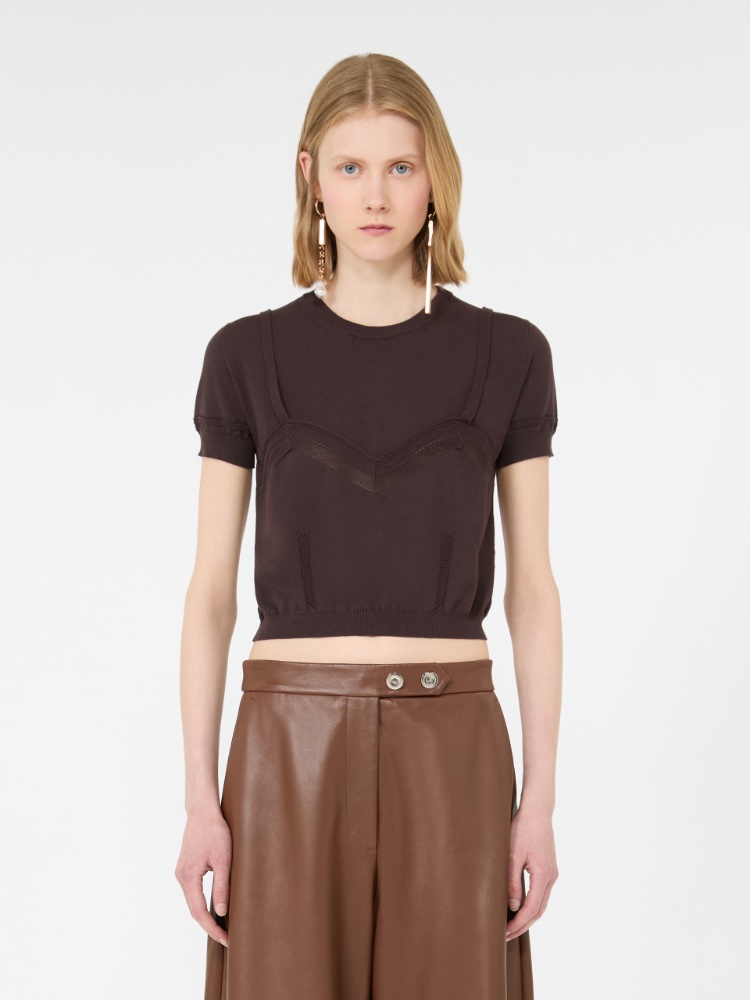 Cropped-Pullover aus Viskose mit Trompe-l’Oeil-Optik