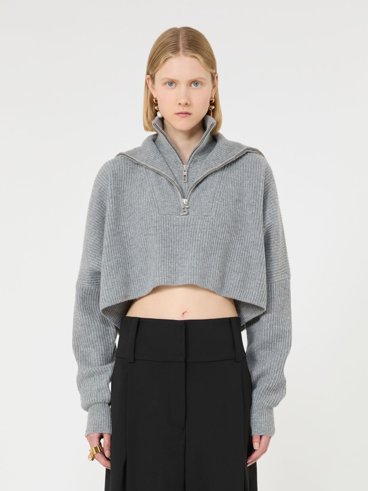Maglia over cropped in lana e cashmere - GRIGIO MEDIO - Max Mara - 2