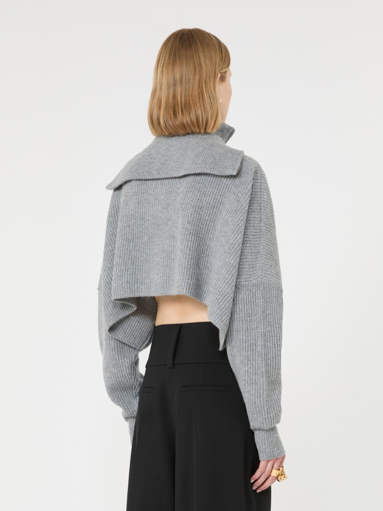 Maglia over cropped in lana e cashmere - GRIGIO MEDIO - Max Mara - 3