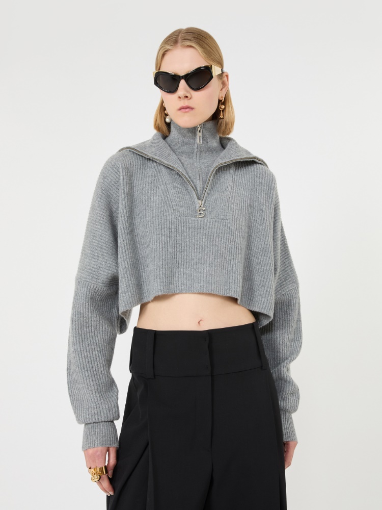 Maglia over cropped in lana e cashmere - GRIGIO MEDIO - Max Mara - 4