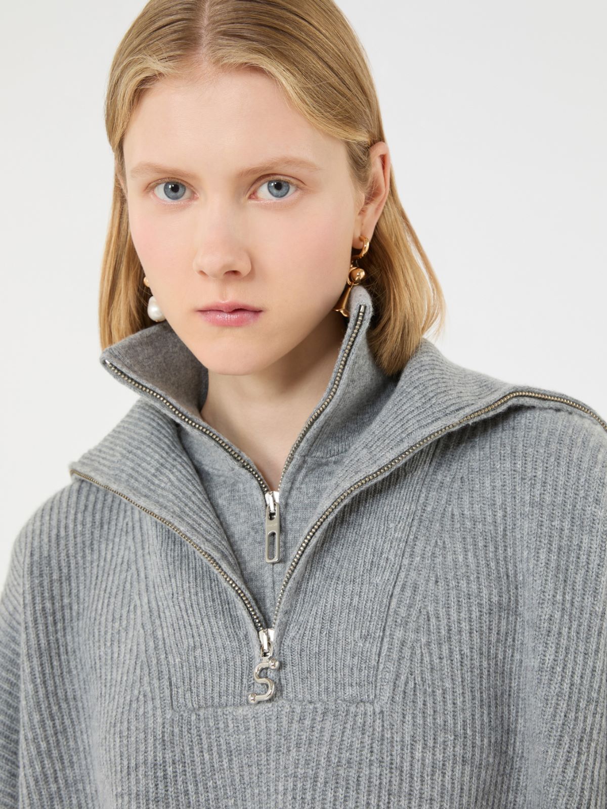 Maglia over cropped in lana e cashmere - GRIGIO MEDIO - Max Mara - 5