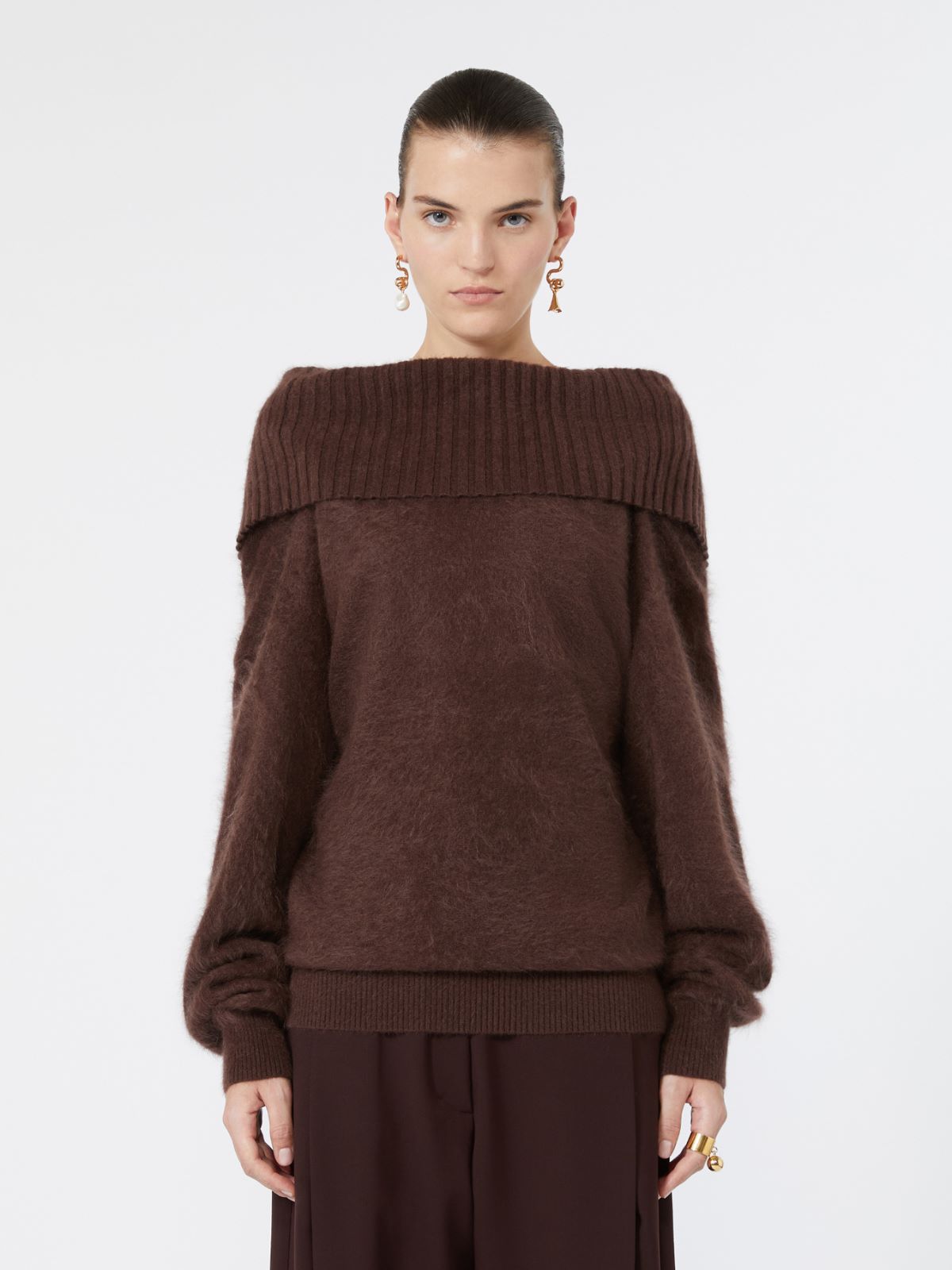 Brushed wool sweater with a low-cut back - CHOCOLATE - Max Mara - 2