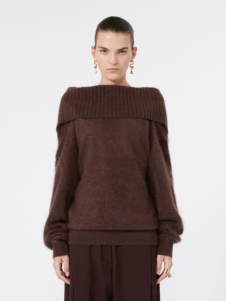 Brushed wool sweater with a low-cut back - CHOCOLATE - Max Mara - 2