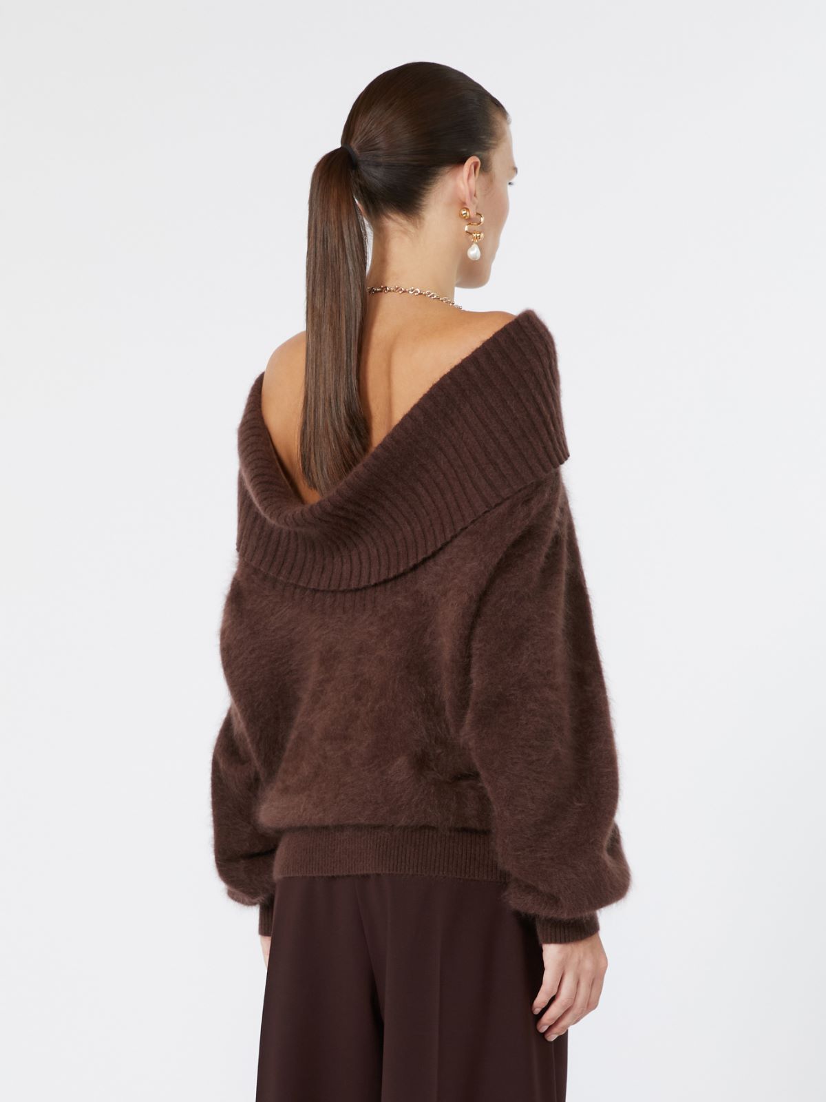Brushed wool sweater with a low-cut back - CHOCOLATE - Max Mara - 3