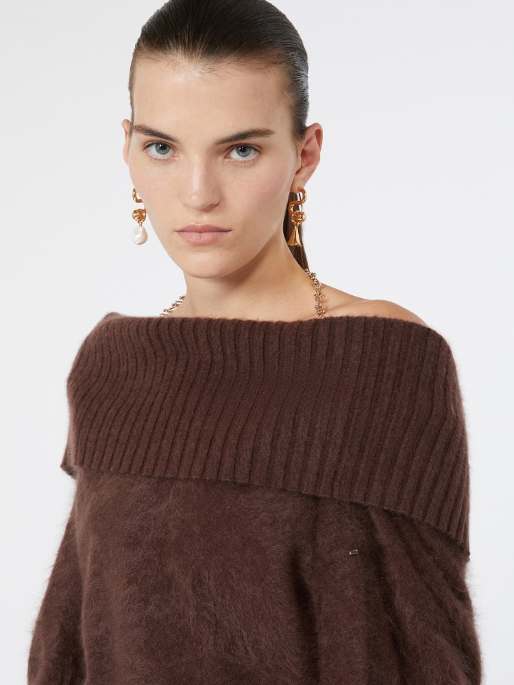 Brushed wool sweater with a low-cut back - CHOCOLATE - Max Mara - 4