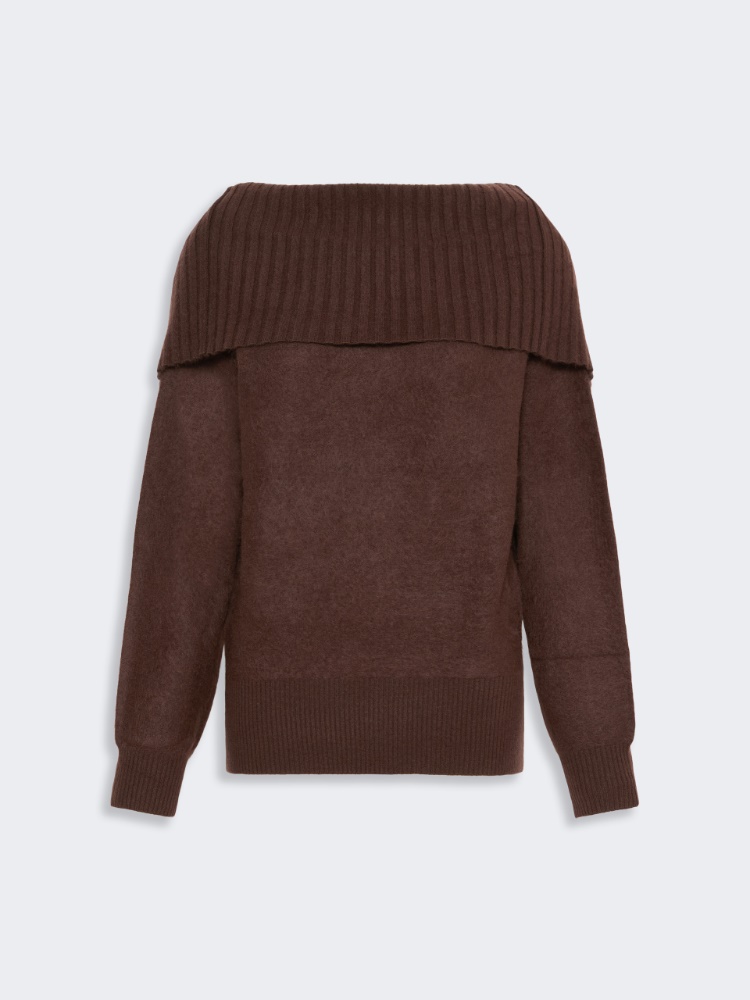 Brushed wool sweater with a low-cut back - CHOCOLATE