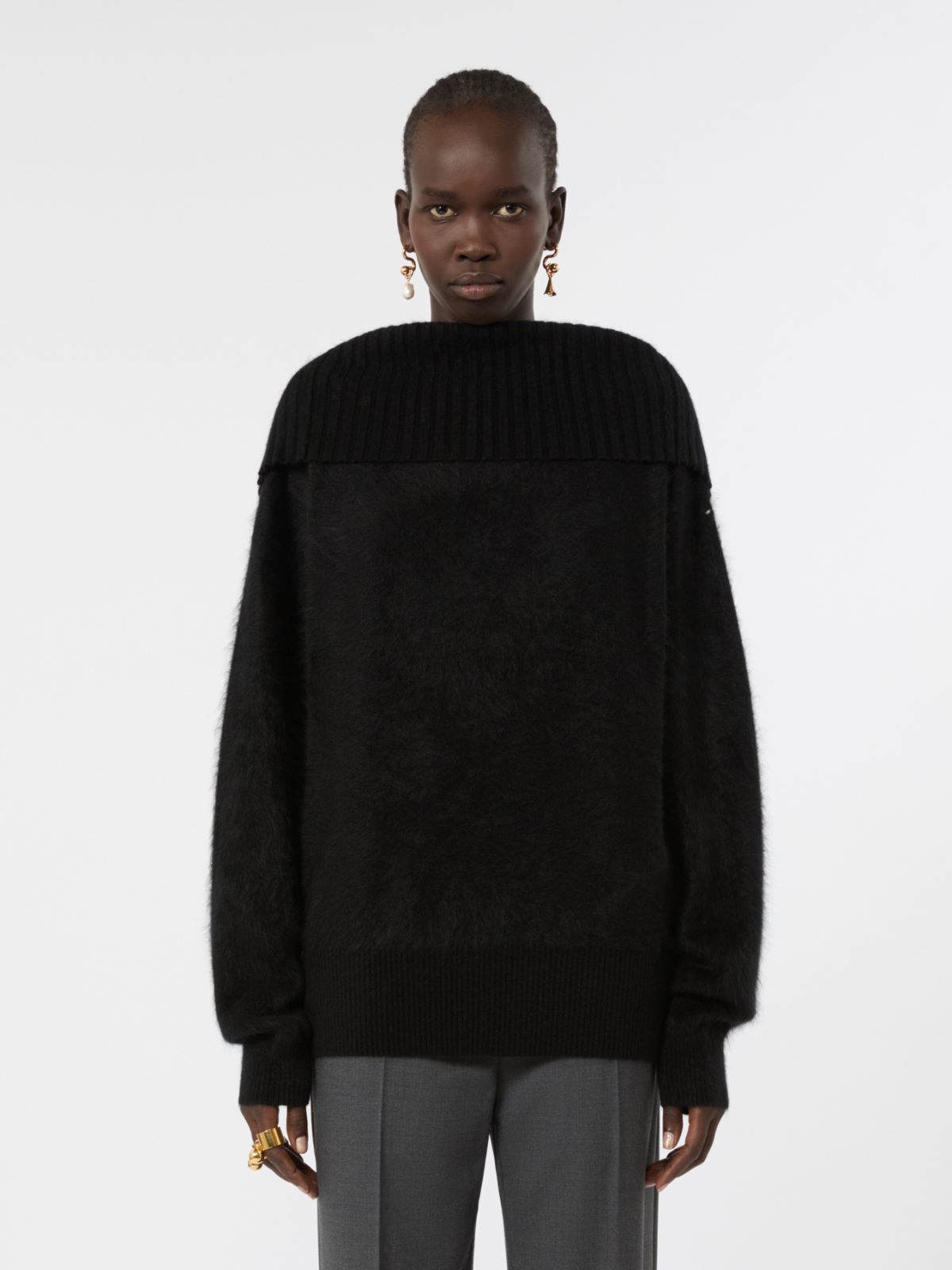 Brushed wool sweater with a low-cut back - BLACK - Max Mara - 2