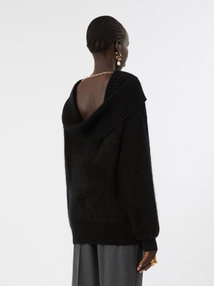 Brushed wool sweater with a low-cut back - BLACK - Max Mara - 3