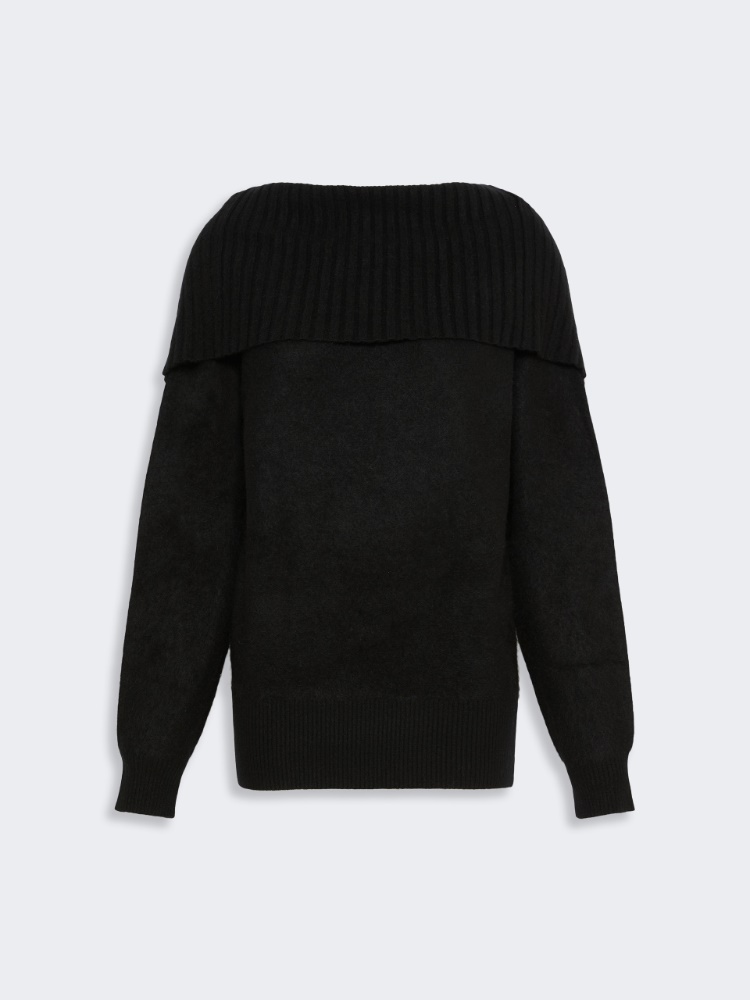 Brushed wool sweater with a low-cut back - BLACK - Max Mara - 6