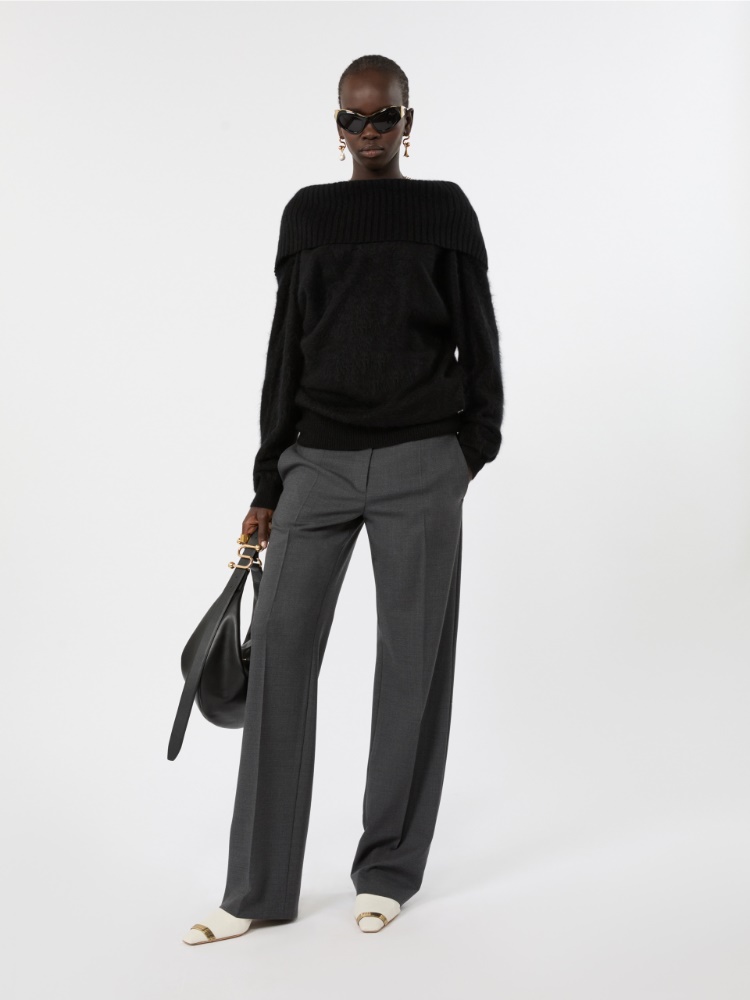 Brushed wool sweater with a low-cut back + BLACK - Max Mara