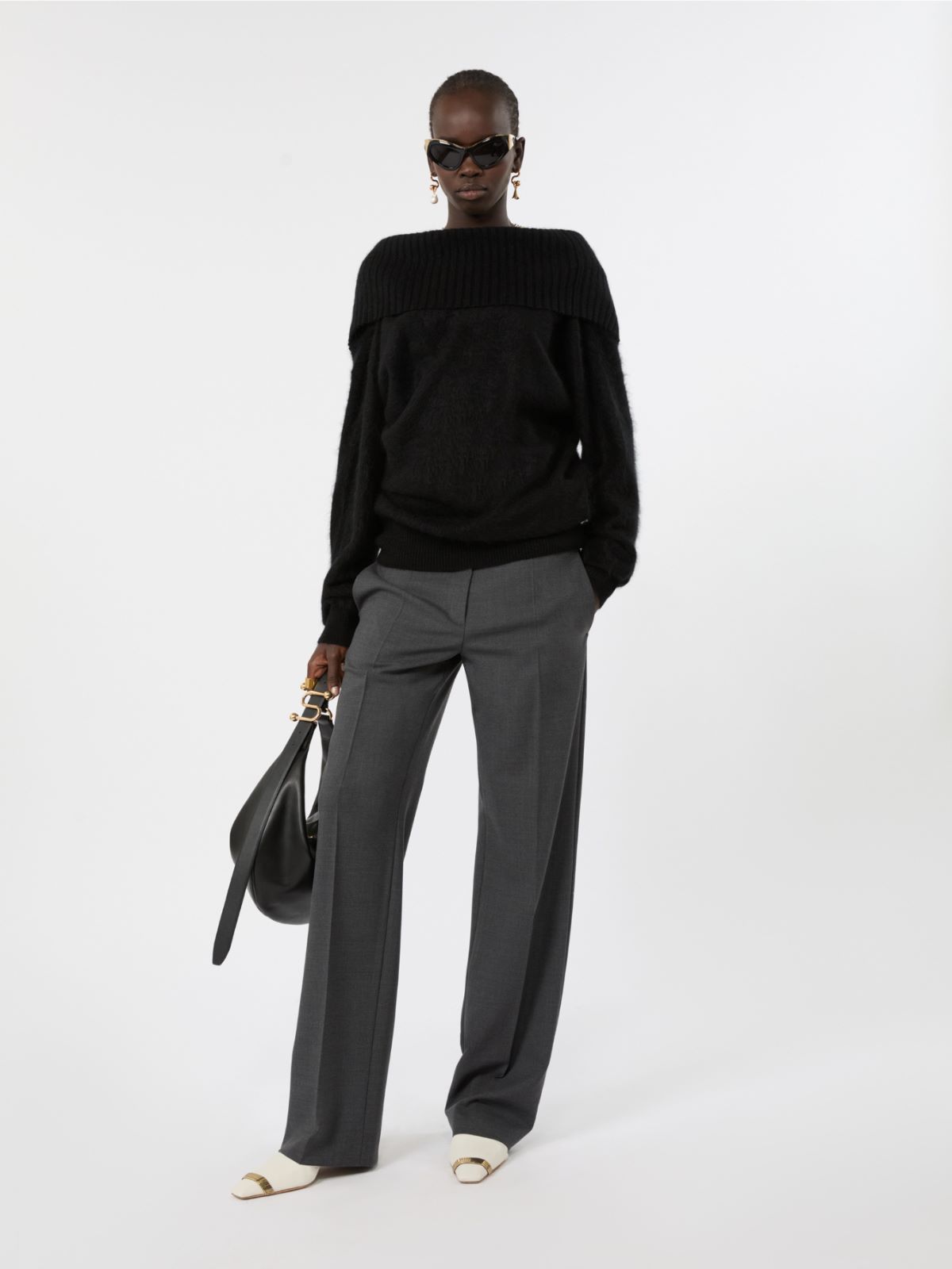Brushed wool sweater with a low-cut back - BLACK - Max Mara