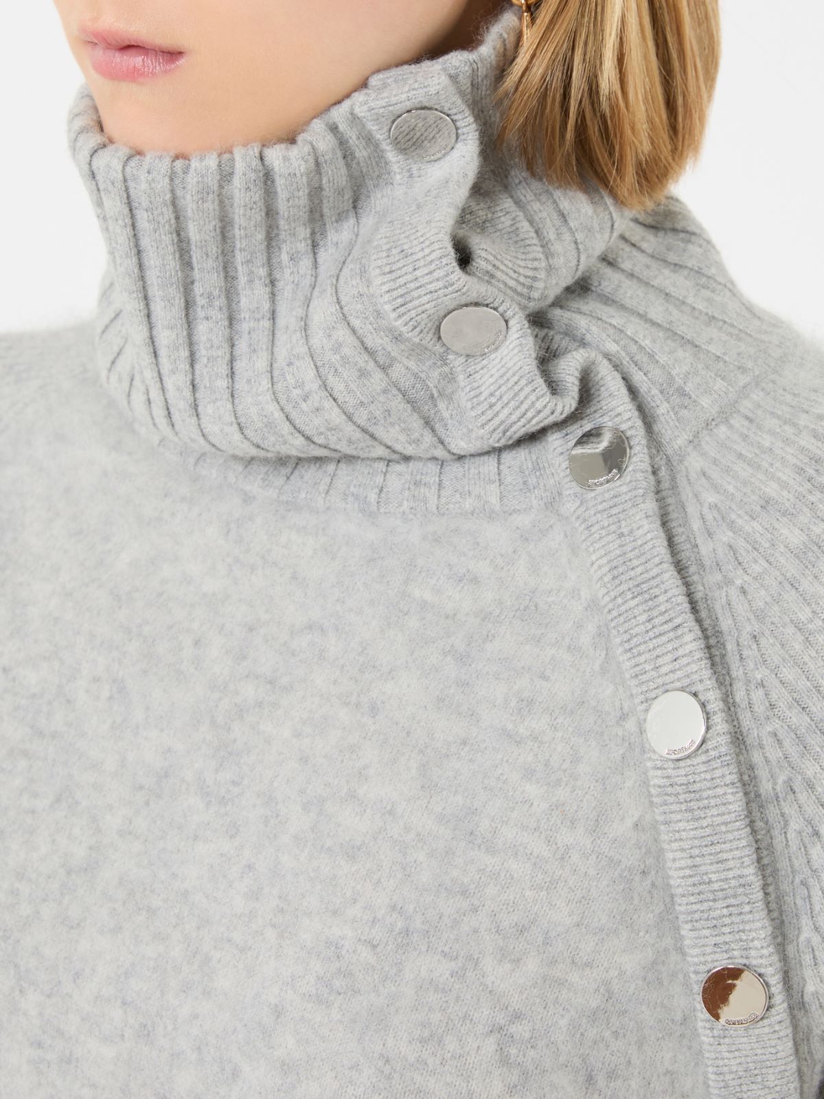 Pull slim asymétrique en laine - GRIS BLEU - Max Mara - 5