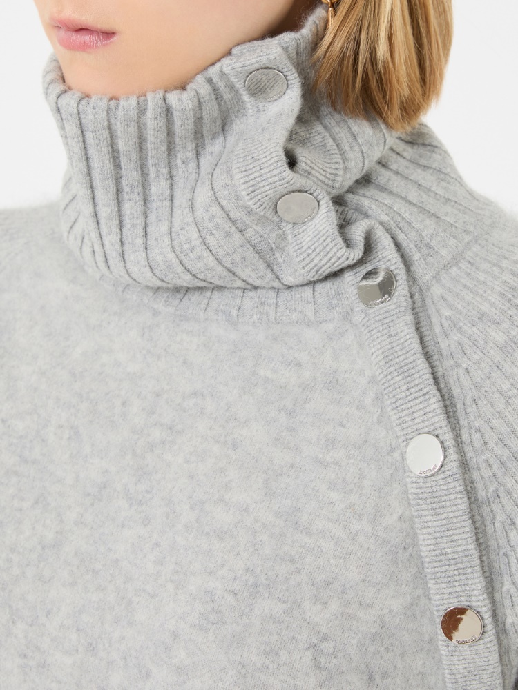 Pull slim asymétrique en laine - GRIS BLEU - Max Mara - 5