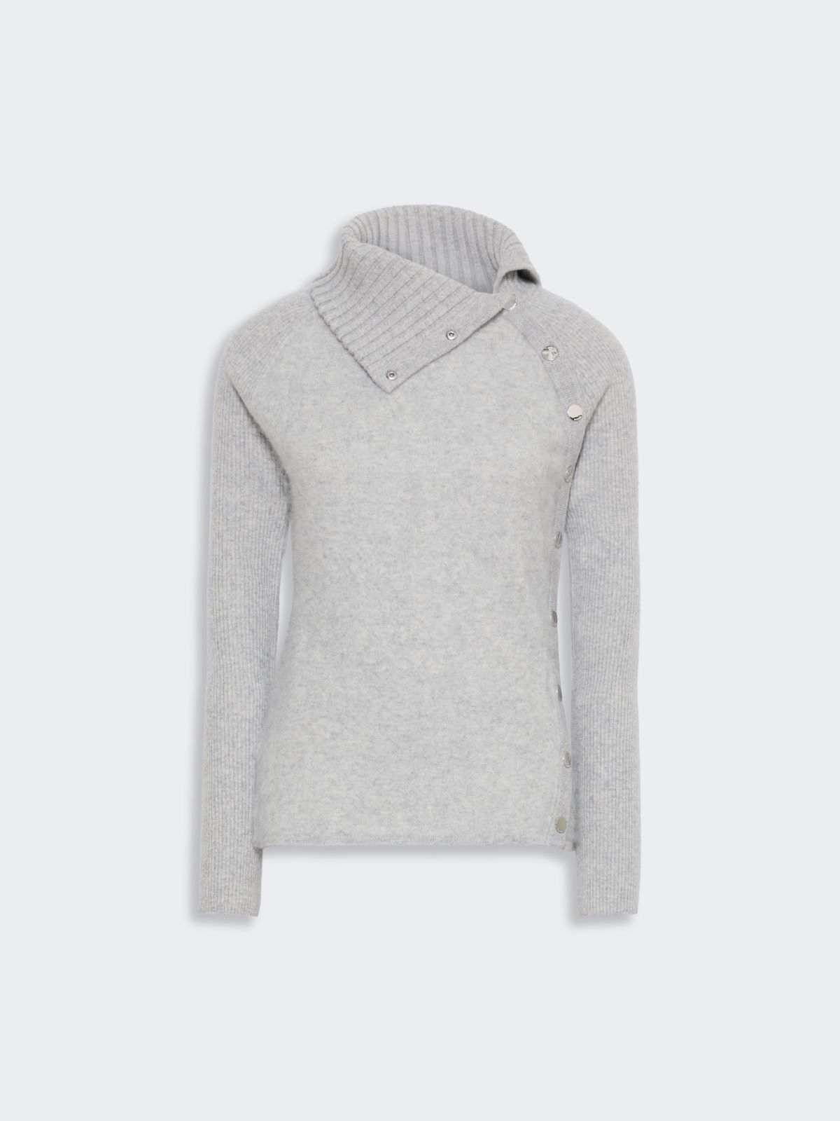 Pull slim asymétrique en laine - GRIS BLEU - Max Mara - 6