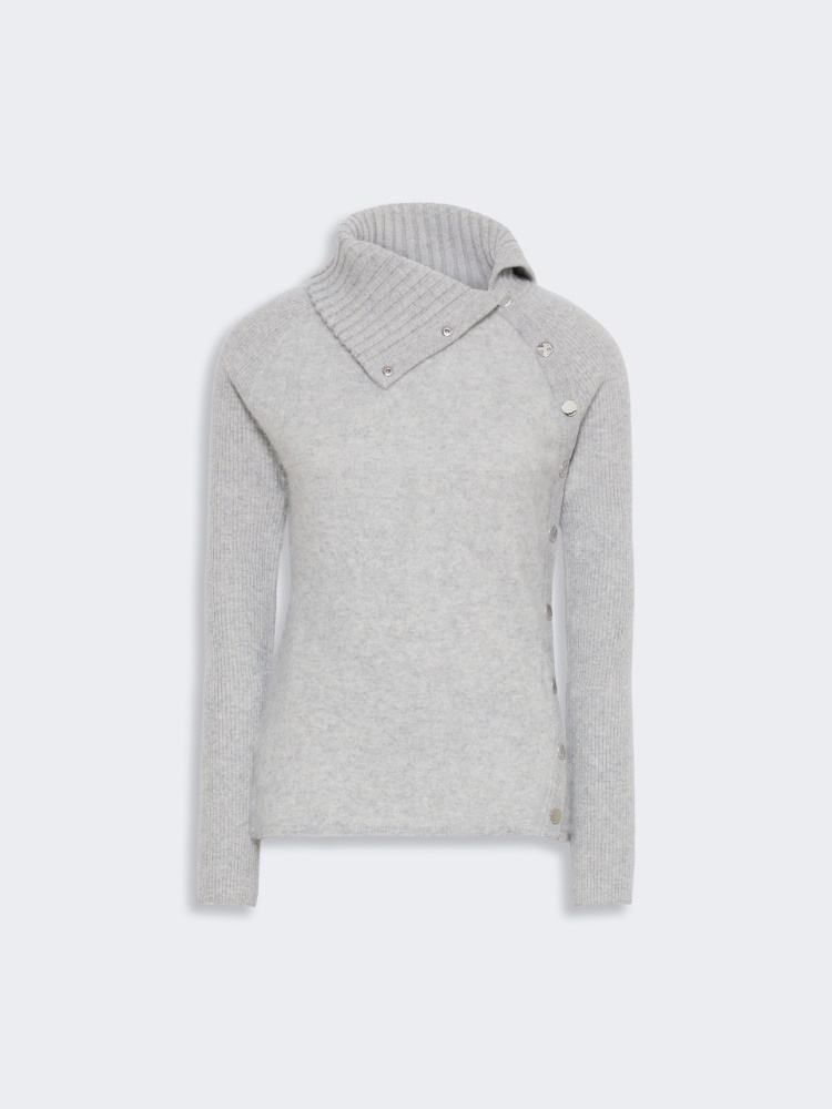 Pull slim asymétrique en laine - GRIS BLEU - Max Mara - 6