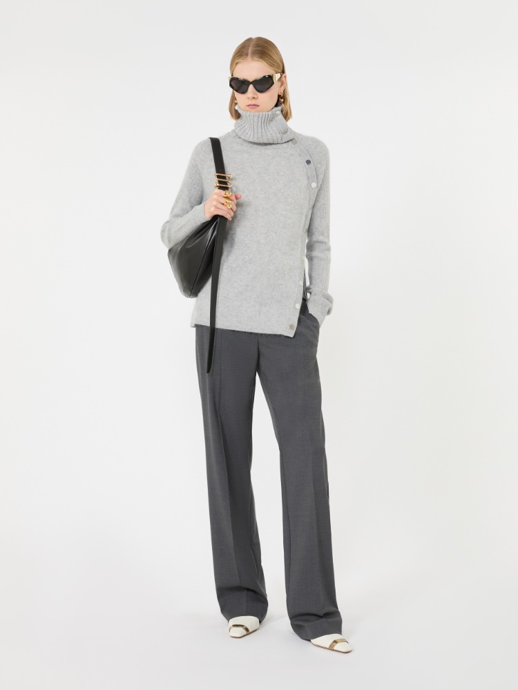 Pull slim asymétrique en laine - GRIS BLEU - Max Mara