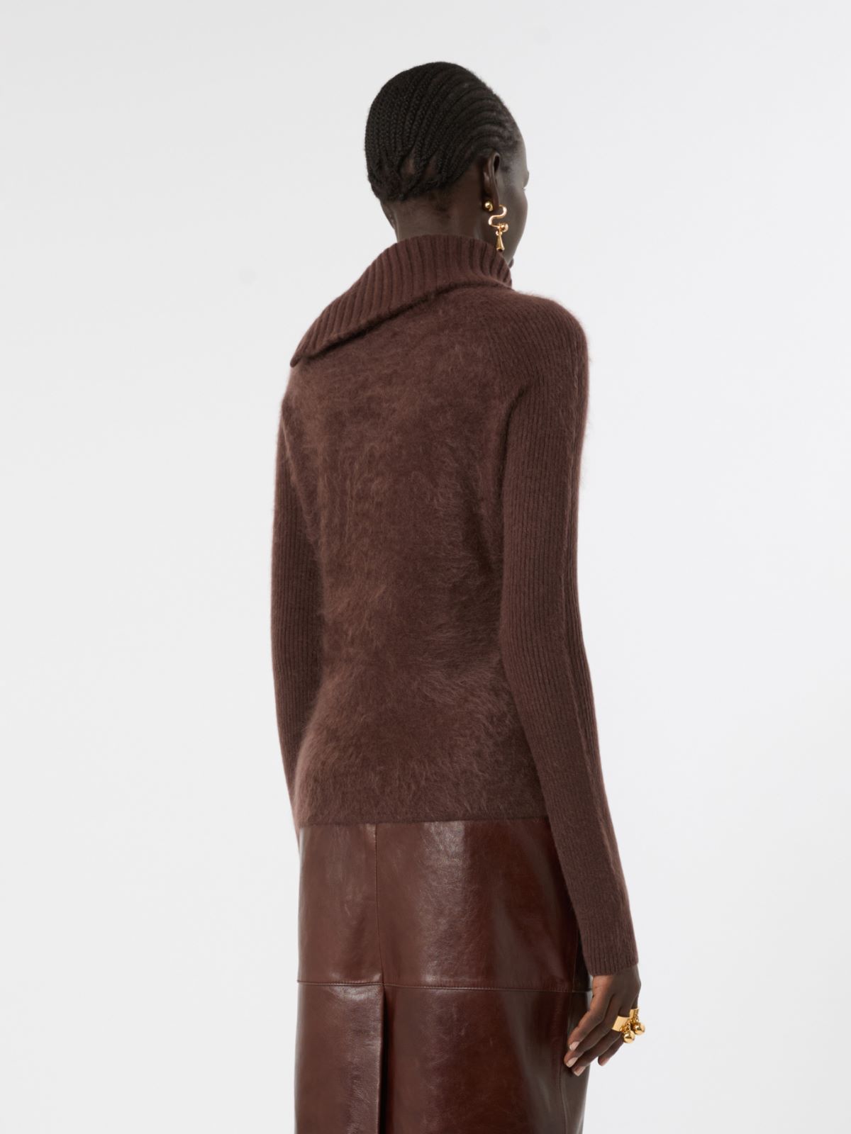 Slim asymmetrical wool sweater - CHOCOLATE - Max Mara - 3