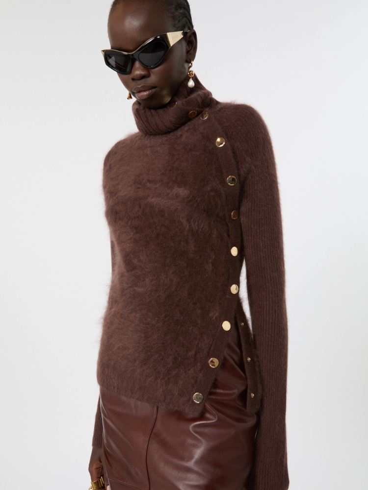 Slim asymmetrical wool sweater - CHOCOLATE - Max Mara - 4