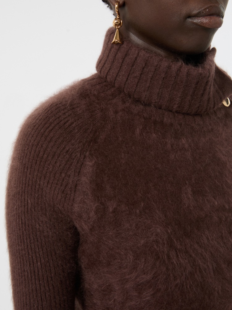 Slim asymmetrical wool sweater - CHOCOLATE - Max Mara - 5