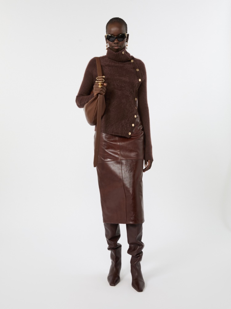 Slim asymmetrical wool sweater - CHOCOLATE - Max Mara