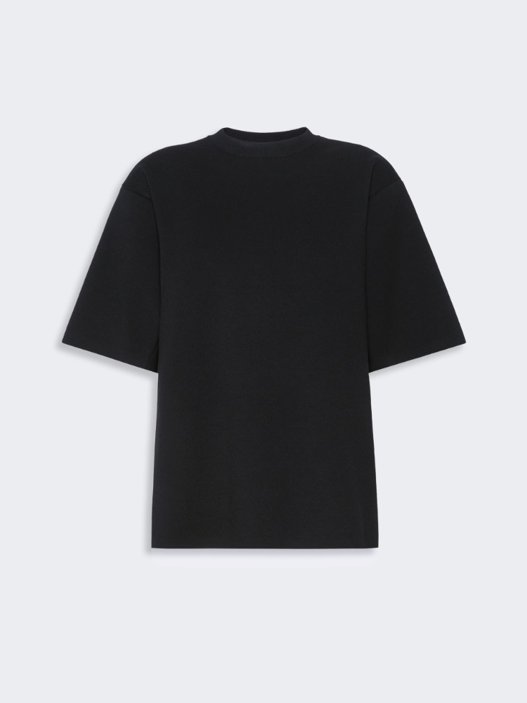 Camiseta ancha de viscosa - NEGRO