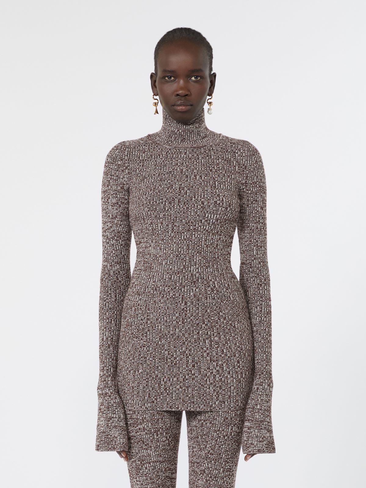 Slim stretch wool sweater - CHOCOLATE - Max Mara - 2