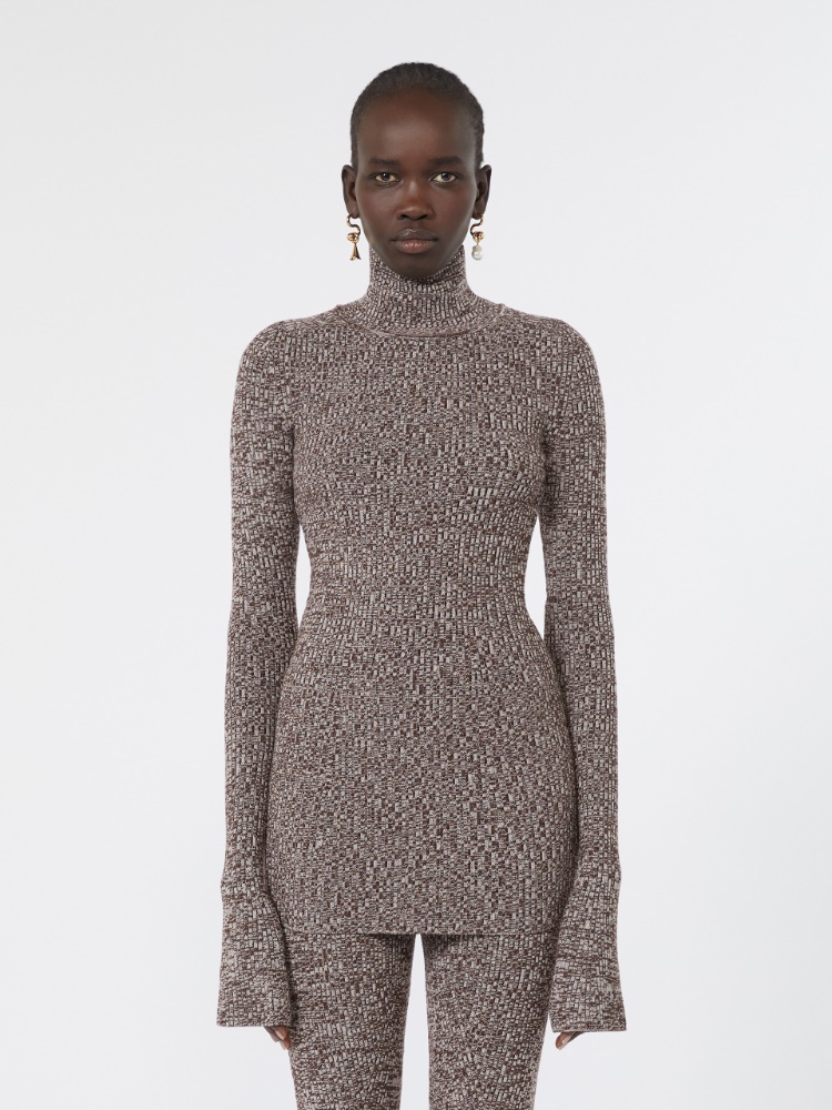 Slim stretch wool sweater - CHOCOLATE - Max Mara - 2
