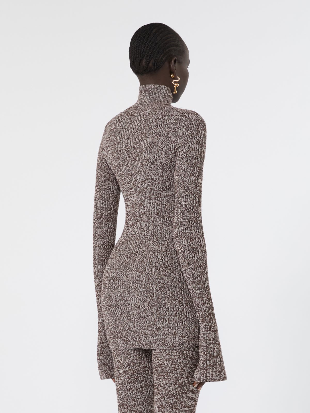 Slim stretch wool sweater - CHOCOLATE - Max Mara - 3