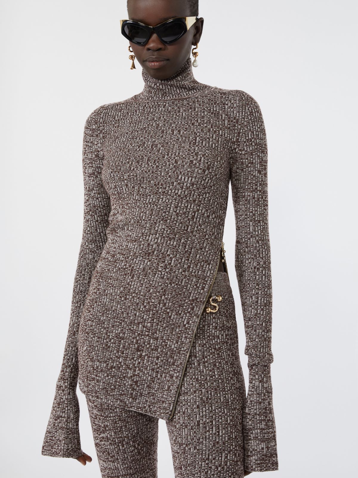 Slim stretch wool sweater - CHOCOLATE - Max Mara - 4