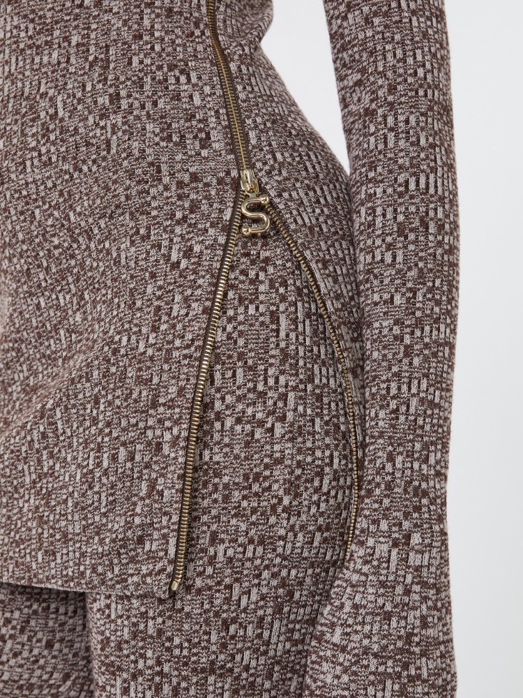 Slim stretch wool sweater - CHOCOLATE