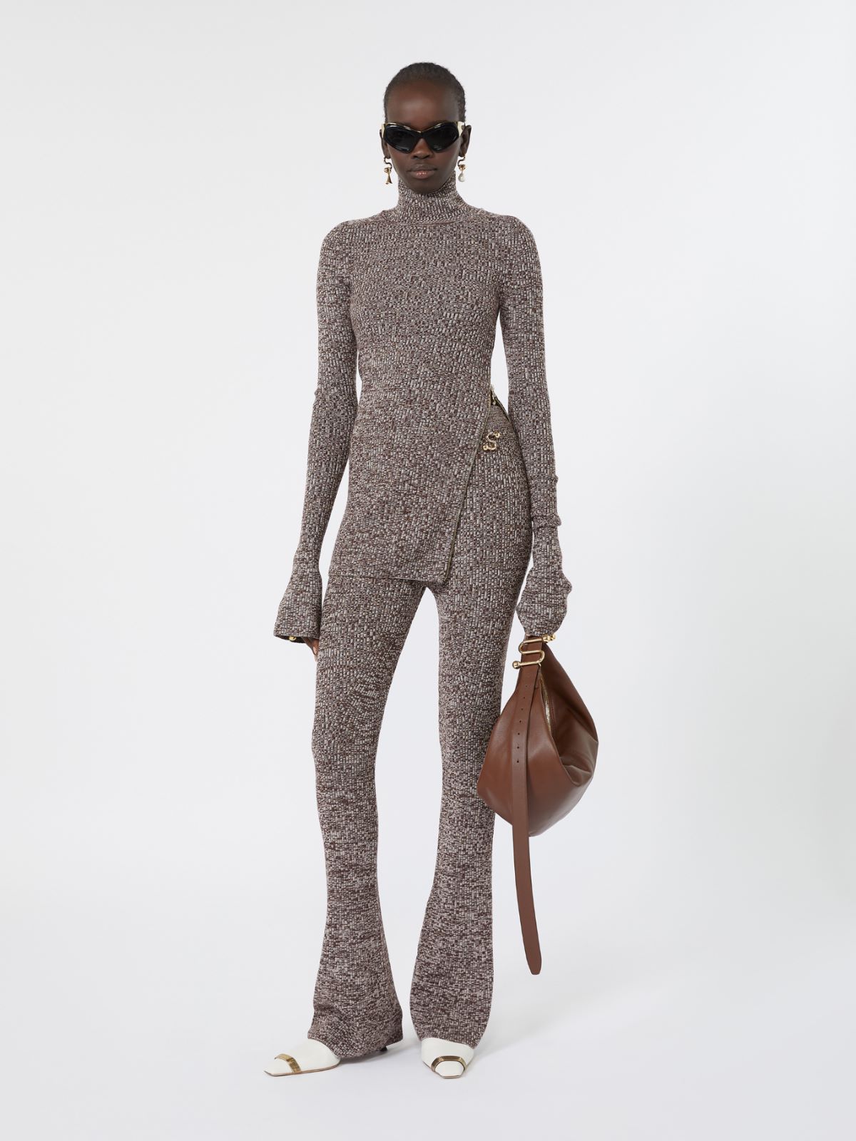 Slim stretch wool sweater + CHOCOLATE - Max Mara