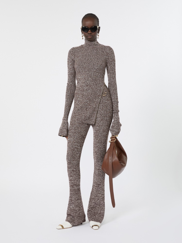 Slim stretch wool sweater - CHOCOLATE