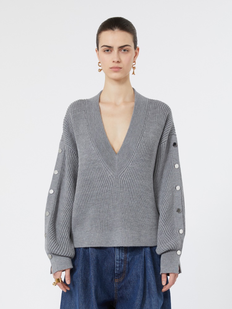 Maglia over in lana con bottoni - GRIGIO MEDIO - Max Mara - 2