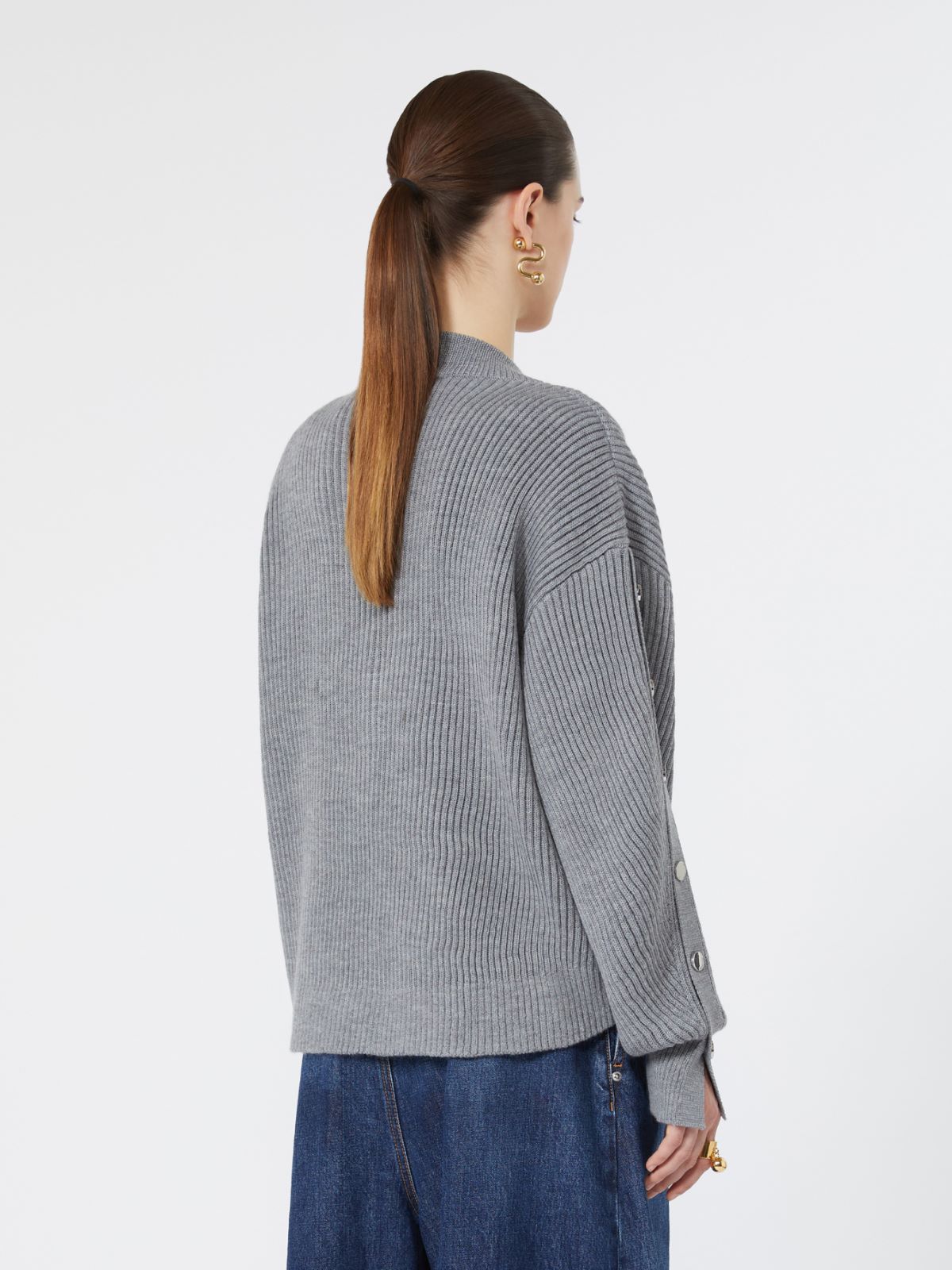 Maglia over in lana con bottoni - GRIGIO MEDIO - Max Mara - 3