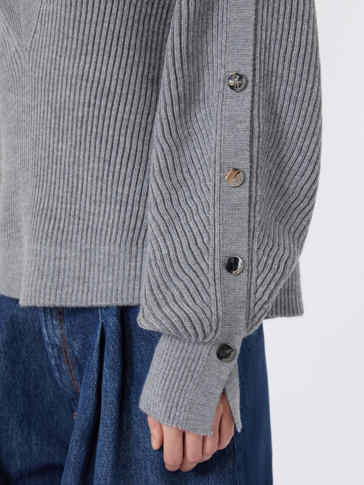 Maglia over in lana con bottoni - GRIGIO MEDIO - Max Mara - 5