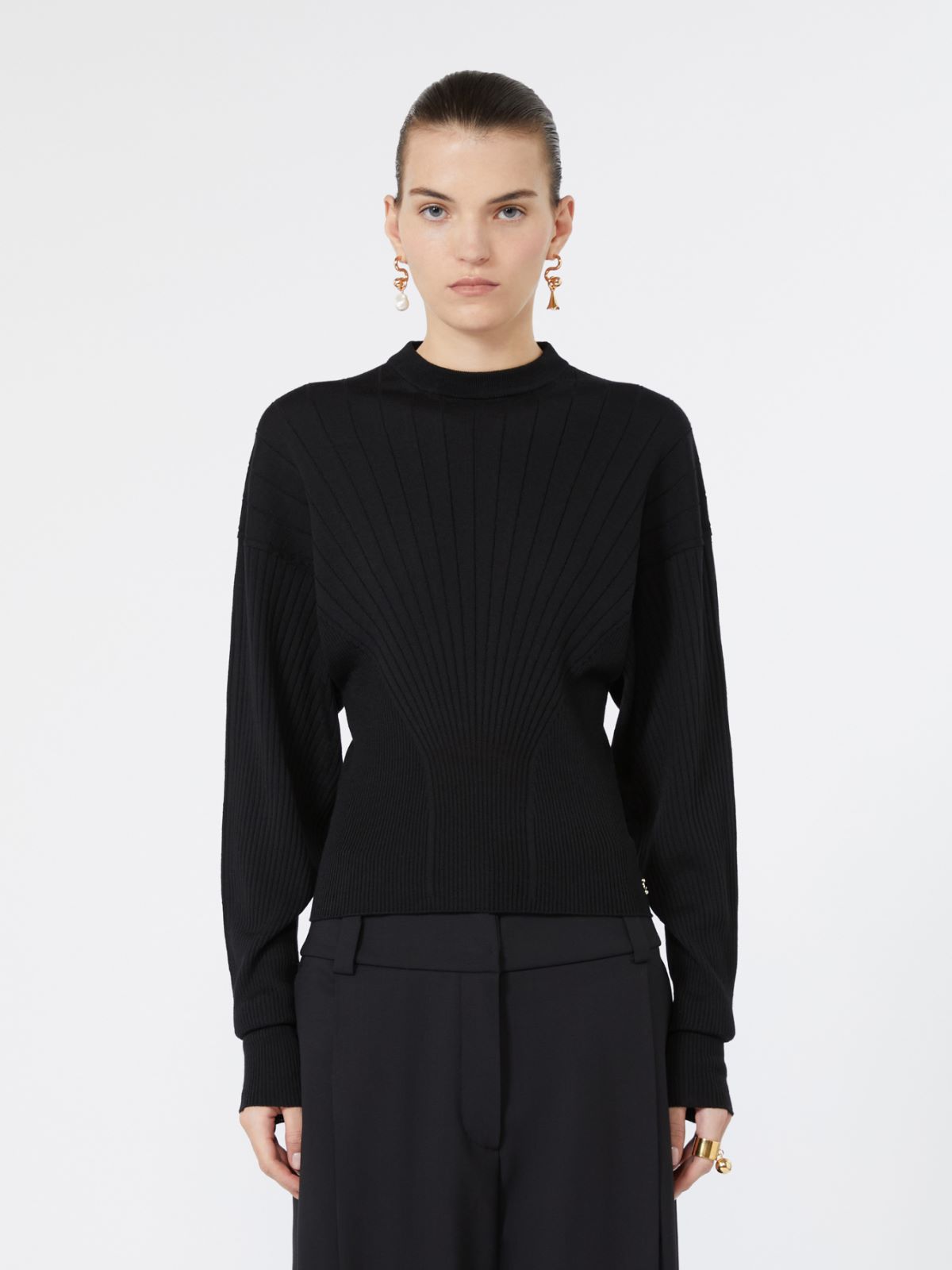 Shaped pure wool sweater - BLACK - Max Mara - 2
