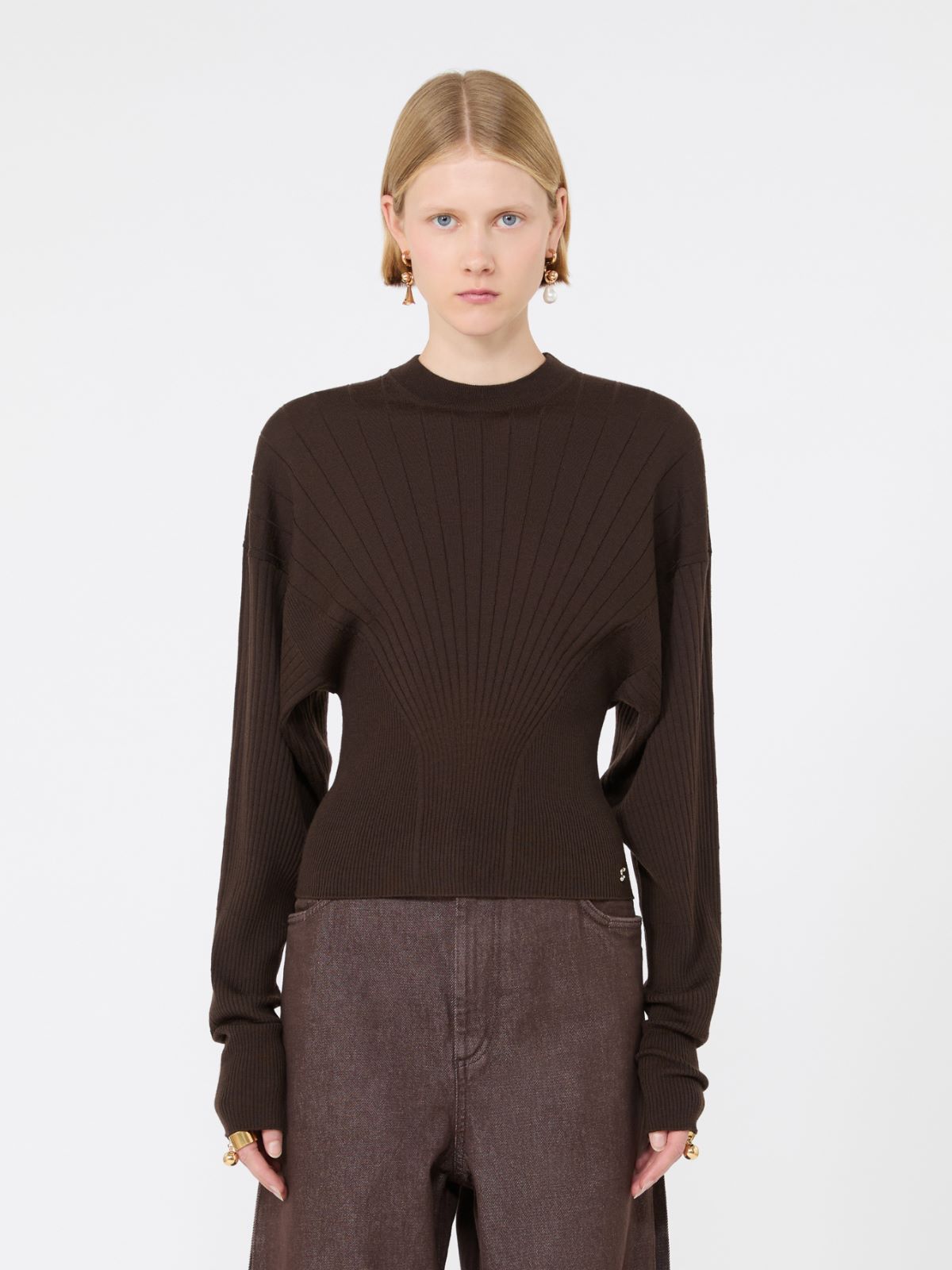 Shaped pure wool sweater - CHOCOLATE - Max Mara - 2