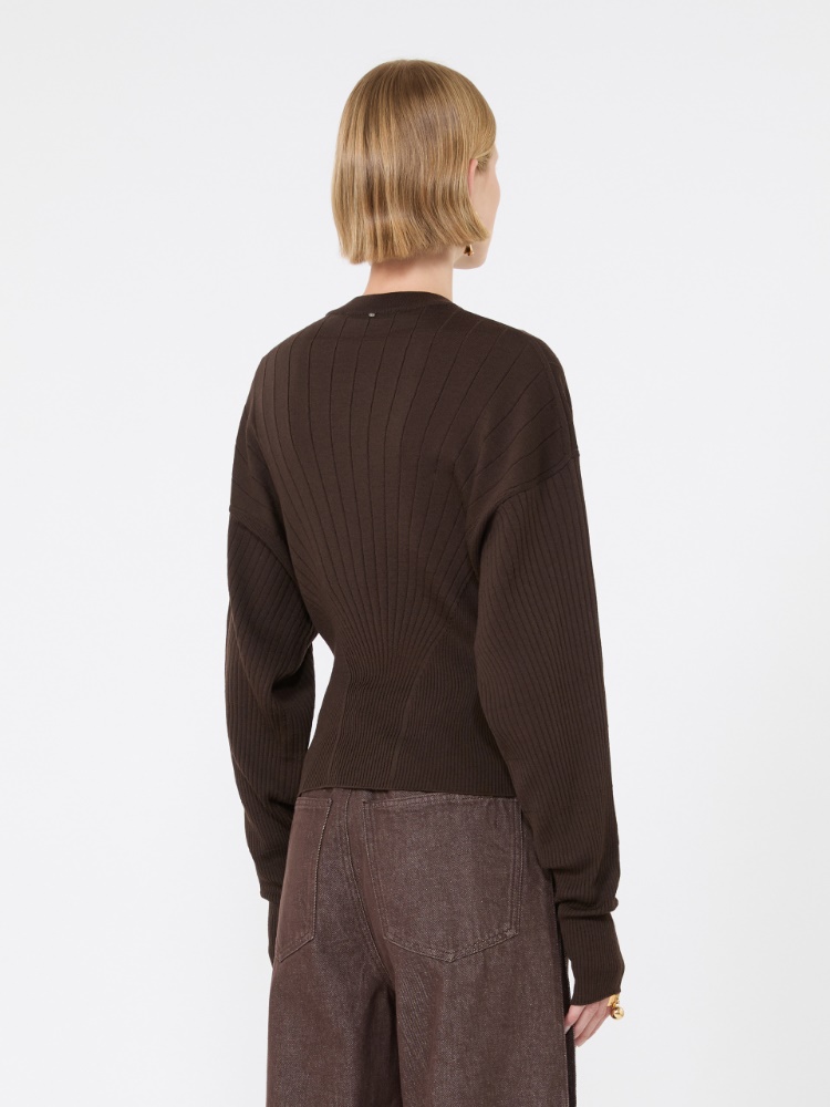 Shaped pure wool sweater - CHOCOLATE - Max Mara - 3