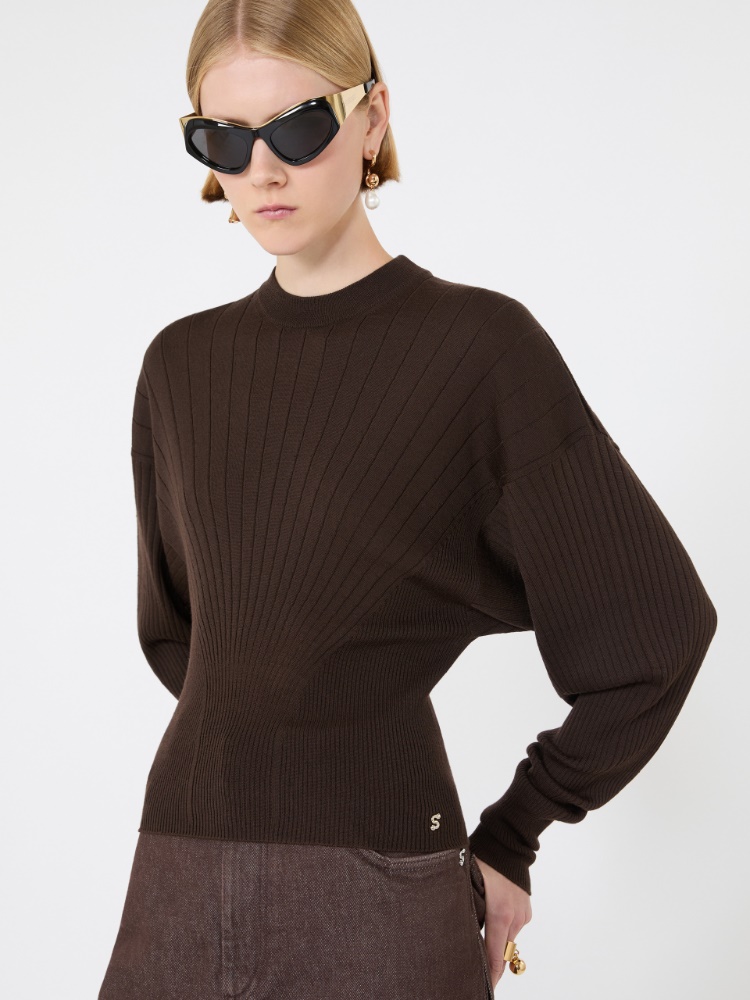 Shaped pure wool sweater - CHOCOLATE - Max Mara - 4