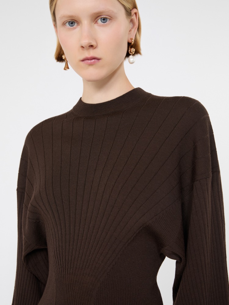 Shaped pure wool sweater - CHOCOLATE - Max Mara - 5