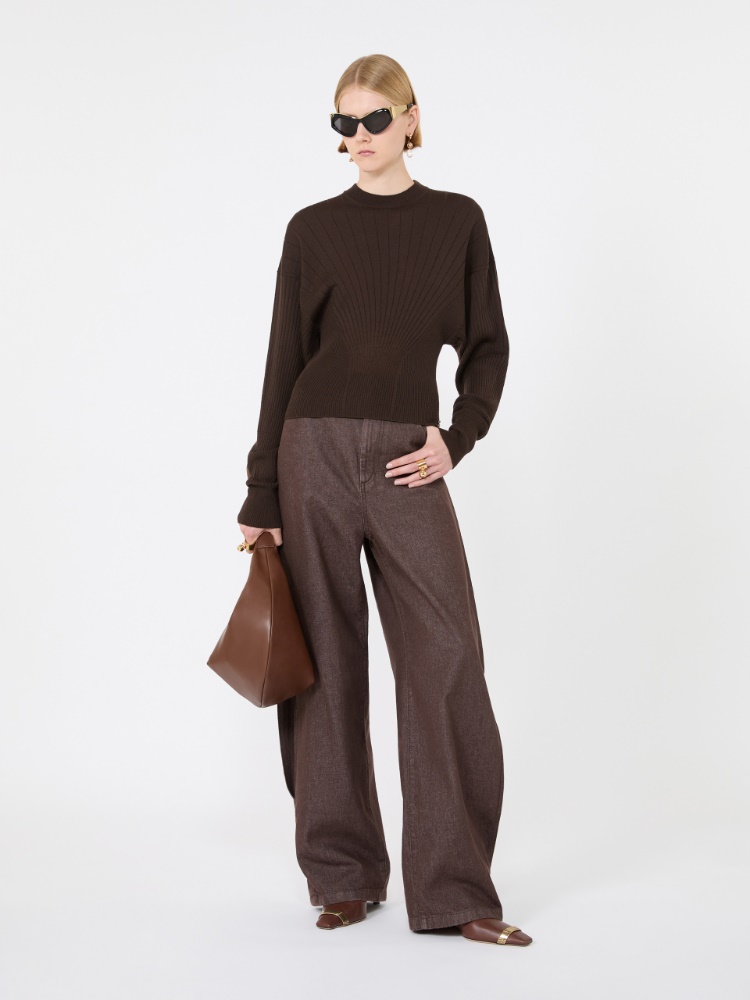 Shaped pure wool sweater + CHOCOLATE - Max Mara