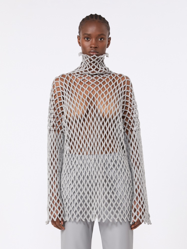 Open mesh-knit wool-blend sweater - LIGHT GREY - Max Mara - 2