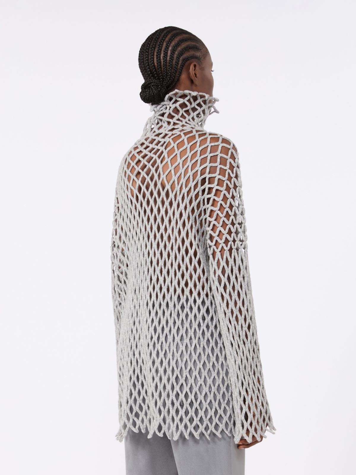 Open mesh-knit wool-blend sweater - LIGHT GREY - Max Mara - 3