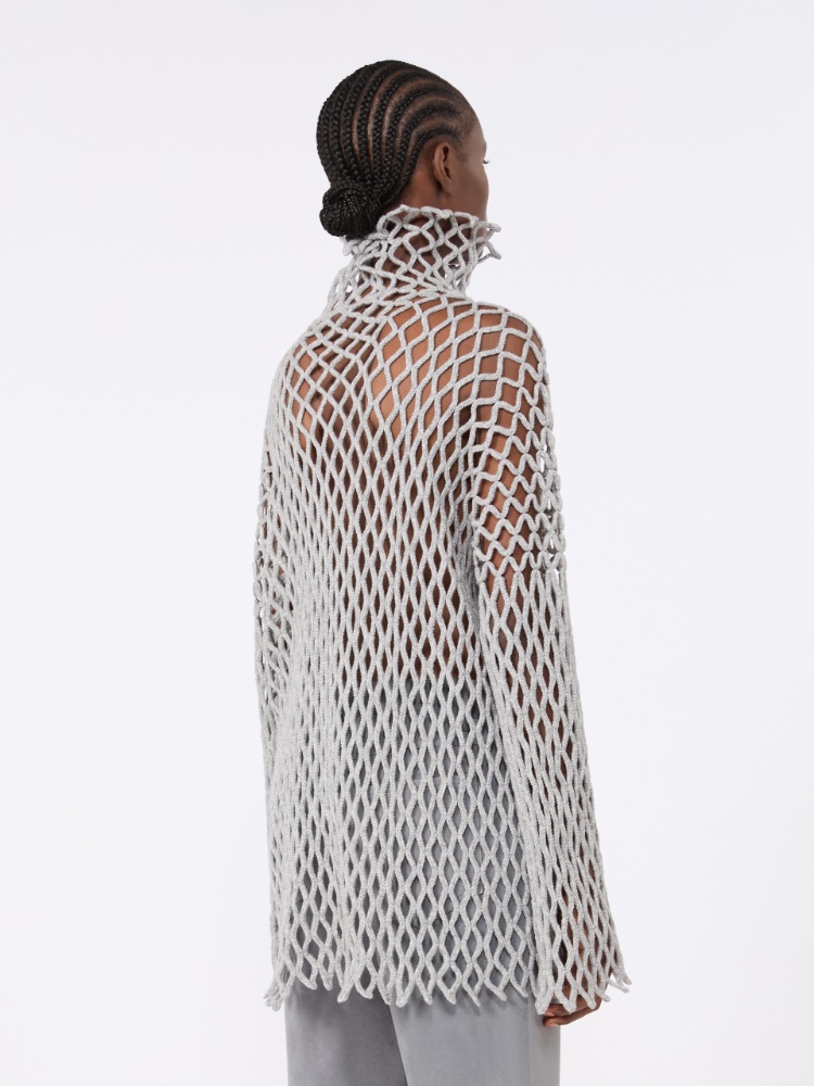 Open mesh-knit wool-blend sweater - LIGHT GREY - Max Mara - 3
