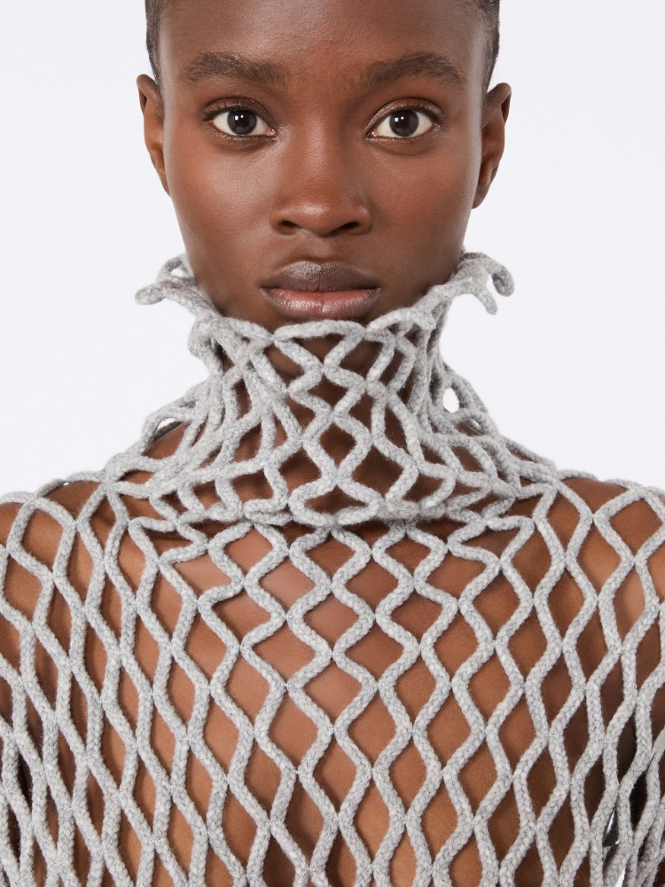 Open mesh-knit wool-blend sweater - LIGHT GREY - Max Mara - 5