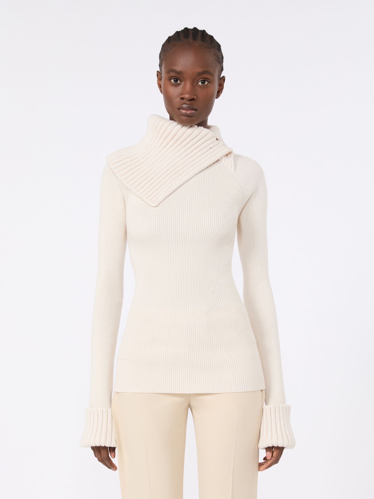 Slim stretch wool sweater - WHITE - Max Mara - 2