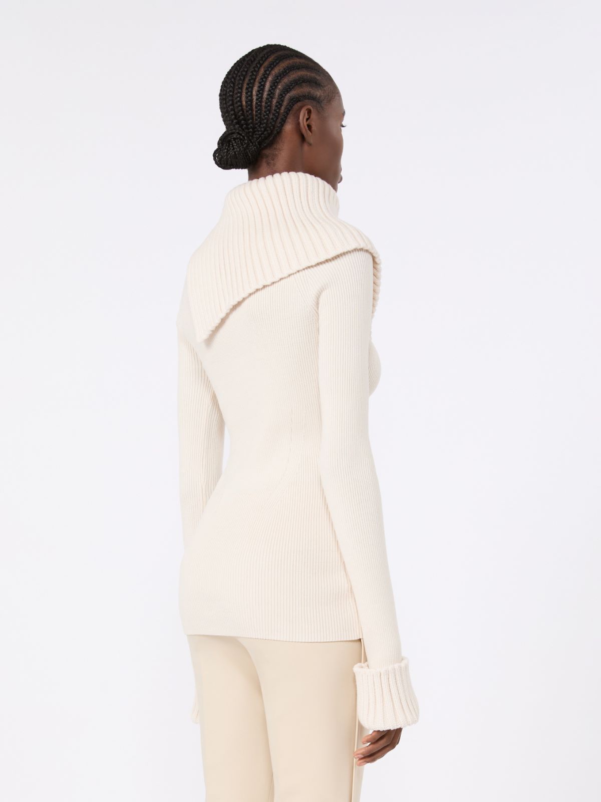 Slim stretch wool sweater - WHITE - Max Mara - 3