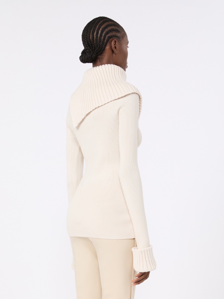 Slim stretch wool sweater - WHITE - Max Mara - 3
